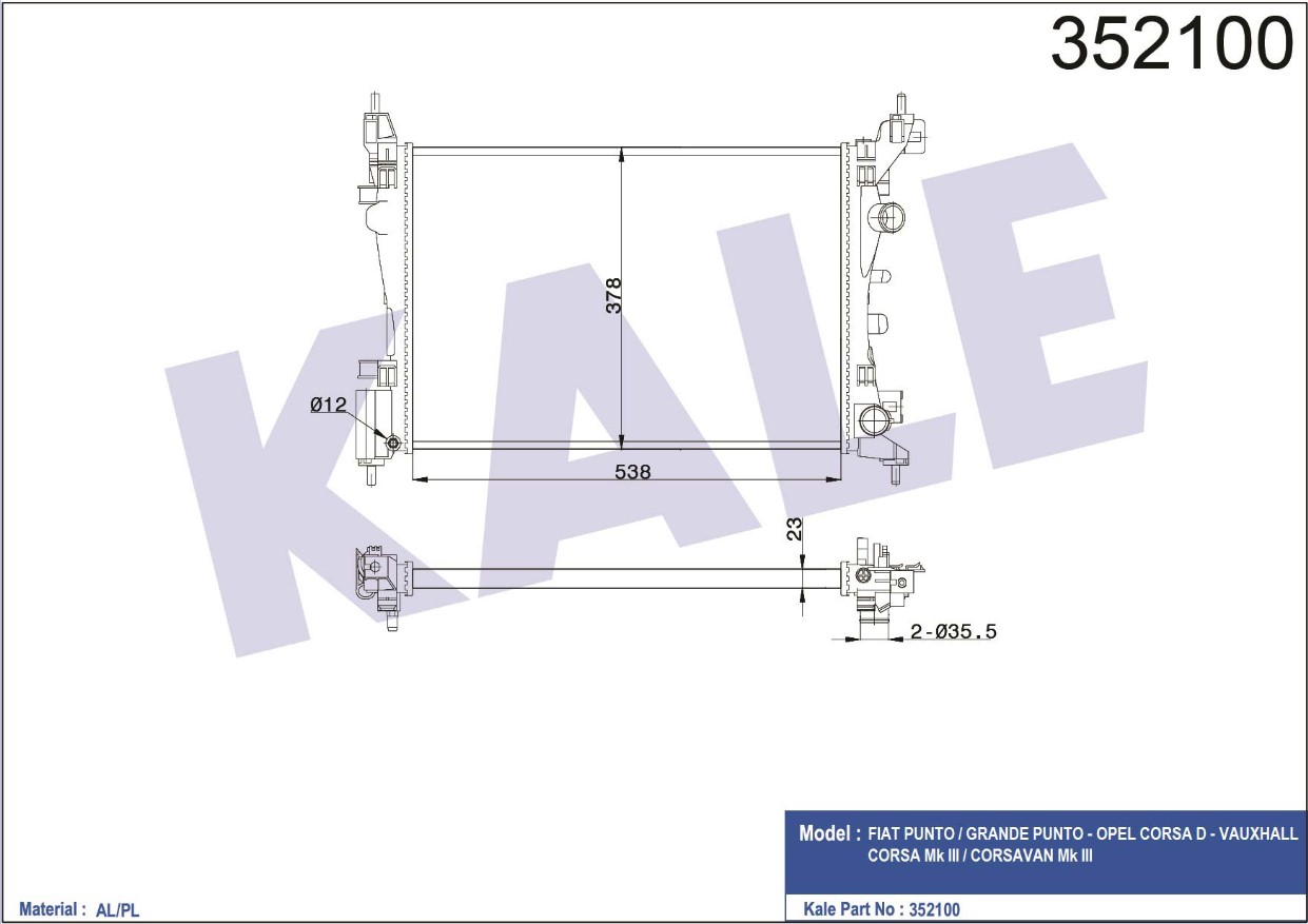 Opel Corsa Su Radyatörü Radyatör Su D OEM 1300279